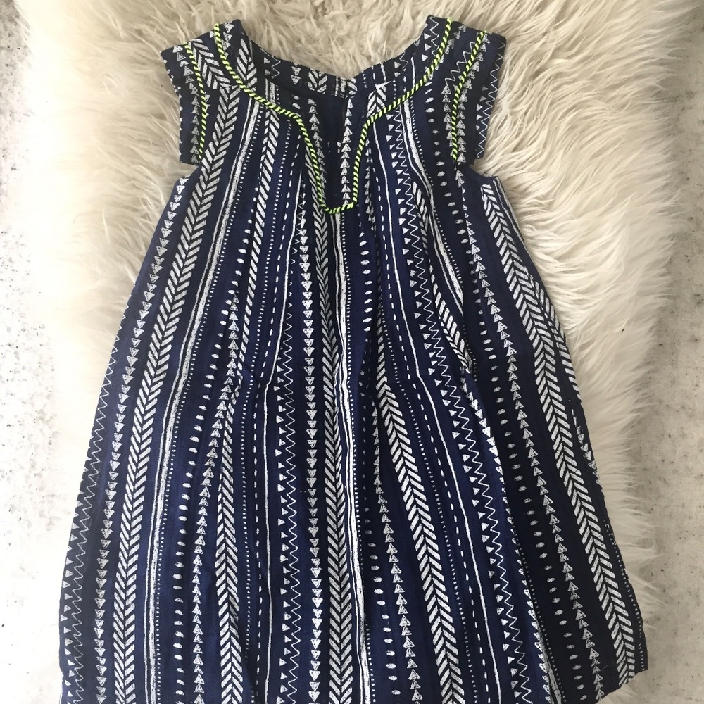 Blue Summer Dress with white printed pattern